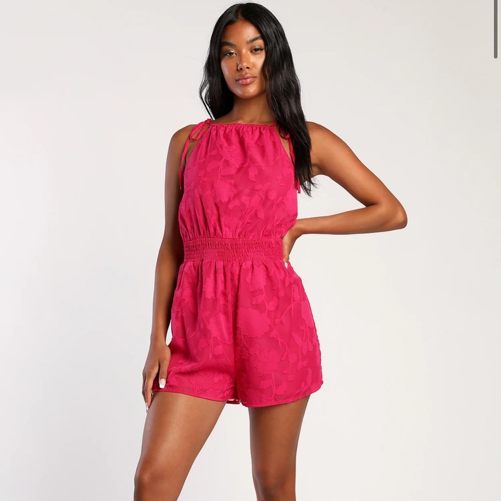 Lulus Magenta Floral Romper M